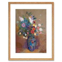 "Artery8 Wall Art Print Flowers Odilon Redon Art Black Framed 9x7 inch in Beige - Size: W7"" x H9""" - thumbnail 1