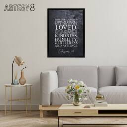 "Artery8 Colossians 3 12 Compassion Bible Quote Framed Canvas Wall Art Print in Grey - Size: W18"" x H24""" - thumbnail 3