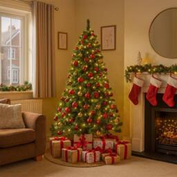 House of Home 6ft Artificial Christmas Tree with Sturdy Metal Stand - Green - Size: 180 cm x 90 cm - thumbnail 2