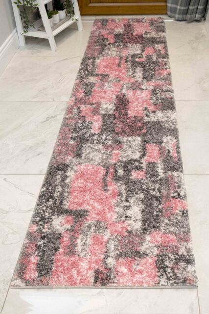 Runner Rug Blush Pink Patchwork Mottled Shaggy Long Hallway Rugs
