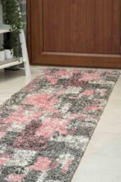 Runner Rug Blush Pink Patchwork Mottled Shaggy Long Hallway Rugs - thumbnail 3
