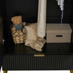 FURNITURE ONE 2-Doors Wardrobe Cabinet with Drawers in Black - Size: 1 Pack - thumbnail 4