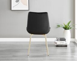 FurnitureboxUK Novara 100cm Round Tempered Glass Dining Table with Gold Legs & 4 Pesaro Velvet Chairs in Black - thumbnail 9