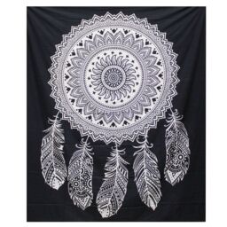 KDMD B&W Double Cotton Bedspread + Wall Hanging - Dreamcatcher in White - thumbnail 1