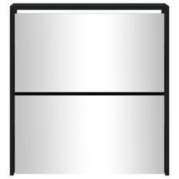 Berkfield Home Shoe Cabinet with Mirror 2-Layer Black 63x17x67 cm - Size: 63 x 17 x 67 cm - thumbnail 5