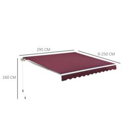 OUTSUNNY Garden Patio Manual Awning Canopy Sun Shade Shelter in Red - thumbnail 3