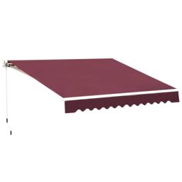OUTSUNNY Garden Patio Manual Awning Canopy Sun Shade Shelter in Red - thumbnail 2