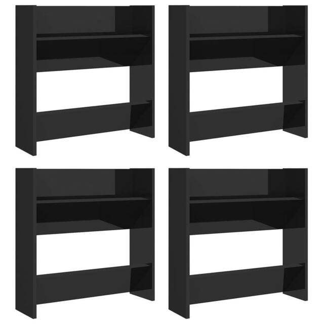 Berkfield Home Wall Shoe Cabinets 4 pcs High Gloss Black 60x18x60 cm Engineered Wood - Size: 60 x 18 x 60 cm - image 1