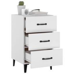 Berkfield Home Bedside Cabinet White 40x40x66 cm Engineered Wood - Size: 40 x 40 x 66 cm - thumbnail 6