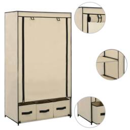 Berkfield Home Wardrobe Cream 87x49x159 cm Fabric - Size: 87 x 49 x 159 cm - thumbnail 2