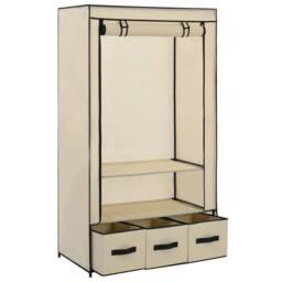 Berkfield Home Wardrobe Cream 87x49x159 cm Fabric - Size: 87 x 49 x 159 cm - thumbnail 3