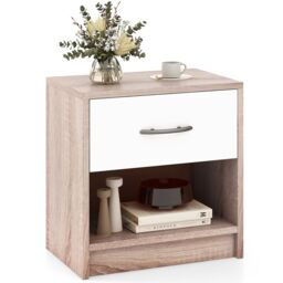 Costway 3-Tier Bedside Table Bedroom Nightstand w/Drawer in Brown - thumbnail 4