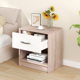 Costway 3-Tier Bedside Table Bedroom Nightstand w/Drawer in Brown - thumbnail 3