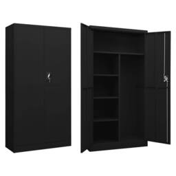 Berkfield Home Locker Cabinet Black 90x40x180 cm Steel - Size: 90 x 40 x 180 cm - thumbnail 2