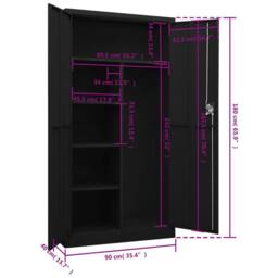 Berkfield Home Locker Cabinet Black 90x40x180 cm Steel - Size: 90 x 40 x 180 cm - thumbnail 8