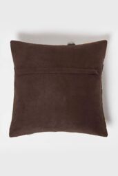 Homescapes Small Block Leather Cushion 45 x 45 cm in Brown - Size: 45 cm x 45 cm - thumbnail 3