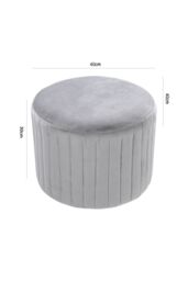 Living and Home Round Grey Velvet Stool Chair Dressing Table Footstool - thumbnail 3
