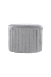 Living and Home Round Grey Velvet Stool Chair Dressing Table Footstool - thumbnail 4