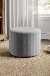 Living and Home Round Grey Velvet Stool Chair Dressing Table Footstool