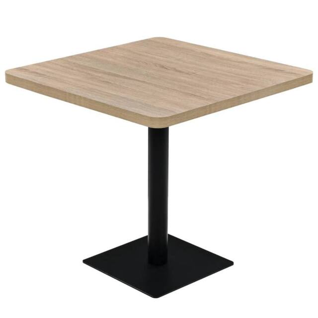 Berkfield Home Bistro Table MDF & Steel Square 80x80x75 cm Oak Colour in Beige - Size: 80 x 80 x 75 cm - image 1