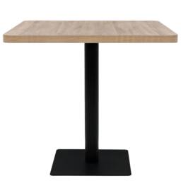 Berkfield Home Bistro Table MDF & Steel Square 80x80x75 cm Oak Colour in Beige - Size: 80 x 80 x 75 cm - thumbnail 3