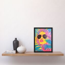 Artery8 Summer Malibu Woman in Shades Portrait Tropical Framed Art Print - Size: A4 - thumbnail 4