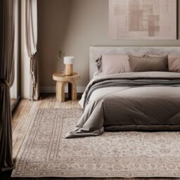 Kukoon Beige Distressed Soft Washable & Liquid Repellent Living Room Area Rug in Light Beige - Size: 240 cm x 330 cm - thumbnail 4