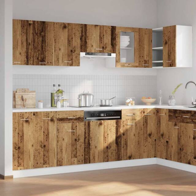 Berkfield Home Elegant 11 Piece Kitchen Cabinet Set Old Wood Engineered Wood in Brown - image 1