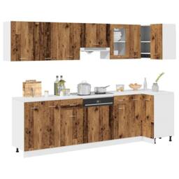 Berkfield Home Elegant 11 Piece Kitchen Cabinet Set Old Wood Engineered Wood in Brown - thumbnail 2