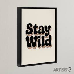 "Artery8 Stay Wild Retro Rainbow Font Typography Black Framed Canvas Art Print in Beige - Size: W12"" x H16""" - thumbnail 2