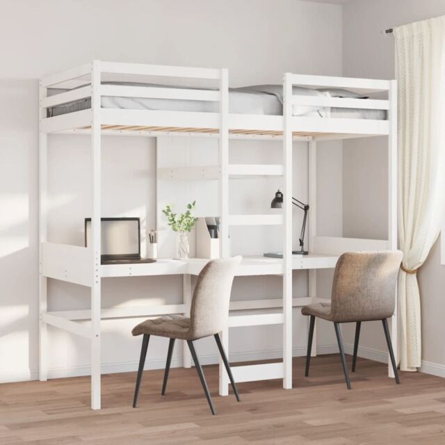 Berkfield Home Loft Bed Frame without Mattress White 75x190cm Solid Wood Pine - Size: 75x190 cm - image 1
