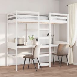 Berkfield Home Loft Bed Frame without Mattress White 75x190cm Solid Wood Pine - Size: 75x190 cm - thumbnail 1