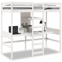 Berkfield Home Loft Bed Frame without Mattress White 75x190cm Solid Wood Pine - Size: 75x190 cm - thumbnail 2
