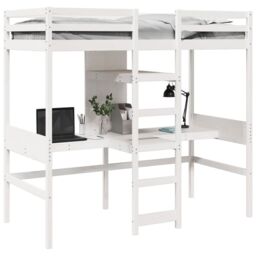 Berkfield Home Loft Bed Frame without Mattress White 75x190cm Solid Wood Pine - Size: 75x190 cm - thumbnail 4