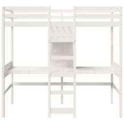 Berkfield Home Loft Bed Frame without Mattress White 75x190cm Solid Wood Pine - Size: 75x190 cm - thumbnail 5