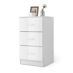 Costway 3Drawer Chest Storage Cabinet Dresser Freestanding Night Stand Organizer in White - thumbnail 1