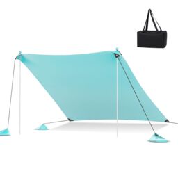 Costway 3 x 3 M Camping Beach Canopy Tent Large Outdoor Sunshade w/ 2 Poles in Green - thumbnail 1