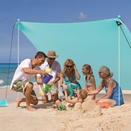 Costway 3 x 3 M Camping Beach Canopy Tent Large Outdoor Sunshade w/ 2 Poles in Green - thumbnail 4
