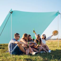 Costway 3 x 3 M Camping Beach Canopy Tent Large Outdoor Sunshade w/ 2 Poles in Green - thumbnail 5