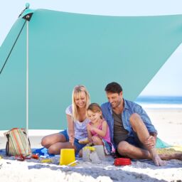 Costway 3 x 3 M Camping Beach Canopy Tent Large Outdoor Sunshade w/ 2 Poles in Green - thumbnail 3