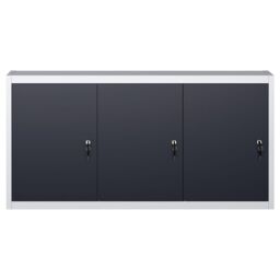 Berkfield Home Wall Mounted Tool Cabinet Industrial Style Metal Grey & Black - thumbnail 2