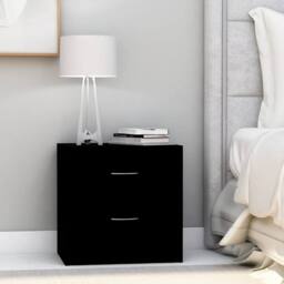 Berkfield Home Bedside Cabinet Black 40x30x40 cm Engineered Wood - Size: 40 x 30 x 40 cm - thumbnail 2