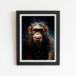 "Warren Reed - Designer Realistic Monkey Face Splashart Framed Art Print in Black - Size: W24"" x H36""" - thumbnail 2