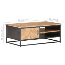 Berkfield Home Coffee Table 90x50x35 cm Solid Acacia Wood in Brown - Size: 90 x 50 x 35 cm - thumbnail 7