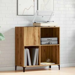 Berkfield Home Record Cabinet Artisan Oak 84.5x38x89 cm Engineered Wood in Brown - thumbnail 3