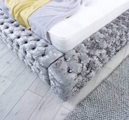 PARADISE BEDS LTD Geneva King Luxury Button Ottoman Bed Frame with Gas Lift Storage in Silver - thumbnail 2