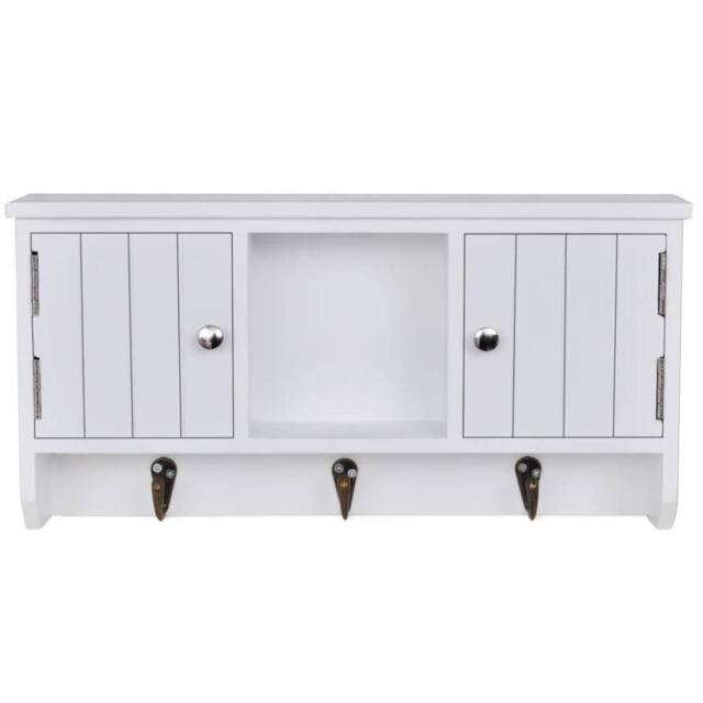 Berkfield Home Wall Cabinet for Keys & Jewelery with Doors & Hooks in White - image 1