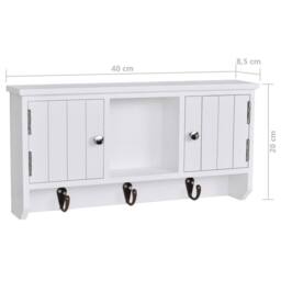 Berkfield Home Wall Cabinet for Keys & Jewelery with Doors & Hooks in White - thumbnail 8