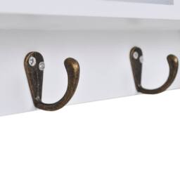 Berkfield Home Wall Cabinet for Keys & Jewelery with Doors & Hooks in White - thumbnail 5