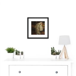 Artery8 Breitner In A White Kimono Painting 8X8 Inch Square Wooden Framed Wall Art Print Picture with Mount in Black - thumbnail 2